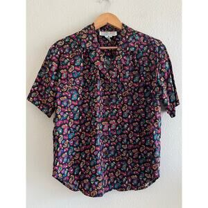 COLORAYONS vintage paisley button up shirt size Small boho Festival multicolor